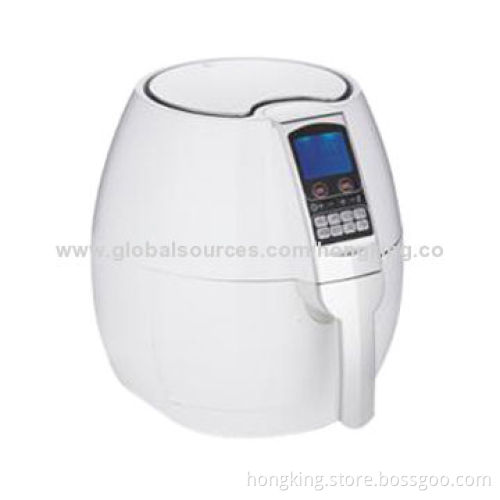 Oil-free air fryer with 3.2L basket, LCD display, 30mins timer, 200°C temperature range